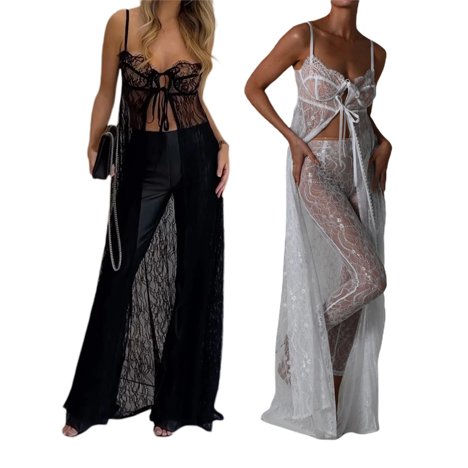 

Женское летнее длинное пляжное платье без рукавов, прозрачное кружевное бикини с открытой спиной и разрезом