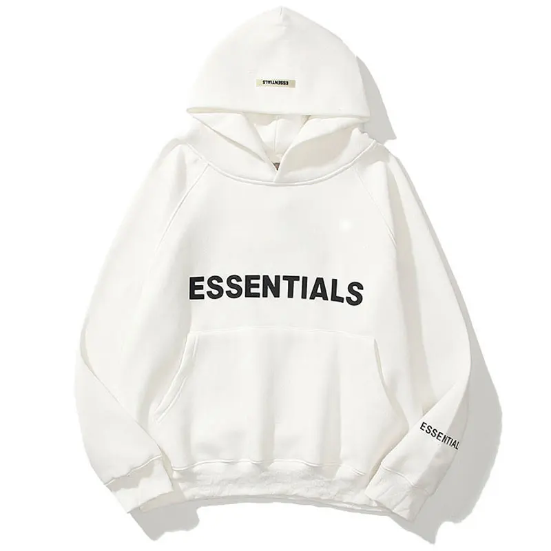 

ESSENTIALS Brand Hoodies Men Sweatshirts Reflective 3D rubber lettering Fleece Hoodie Hip hop Unisex Essentials Pullover