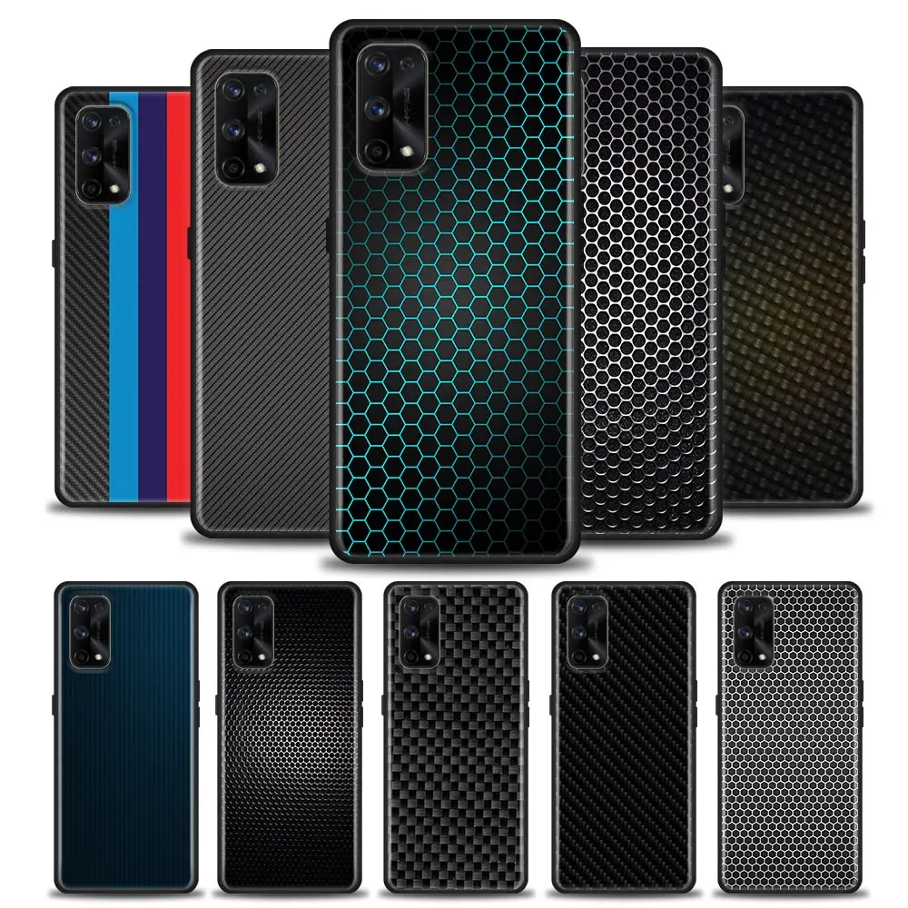 

Phone Case for Realme 5 6 7 7i 8 8i 9i 9 XT GT GT2 C17 Pro 5G SE Master Neo2 Silicone Case Cover Gradual Change Carbon Fibre