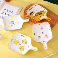handle baking pan oven baking special underglaze color cartoon board series ceramic square plate personality household bowl with