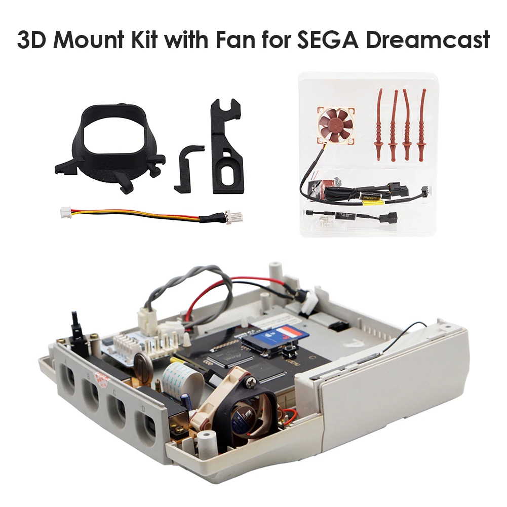 

RetroScaler Black 3D Print Mount Kit 3D Print Fan Mount Kit NF-A4x10 5V Premium Fan for SEGA Dreamcast Game Console