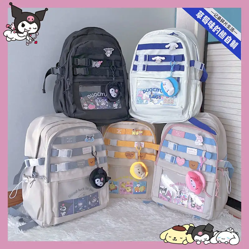 

Kawaii Sanrios Series Anime Cute Everyday Casual Student Schoolbag Popular Backpack Large-Capacity My Melody Kuromi Cinnamoroll