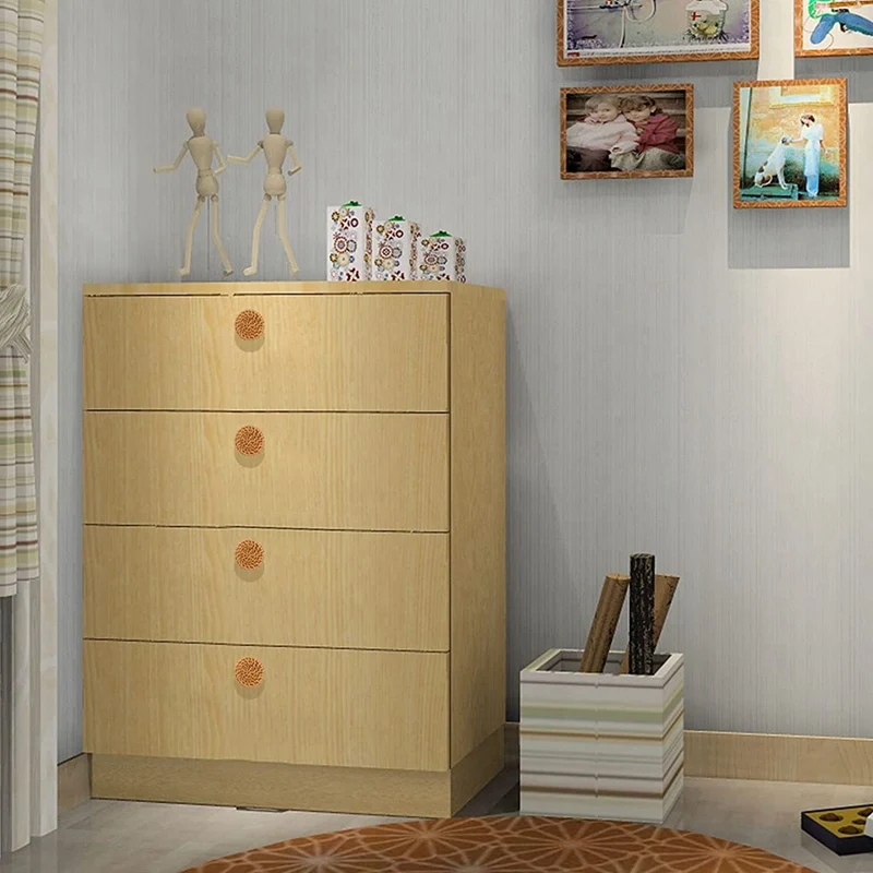 

Boho Rattan Dresser Knobs Round Wooden Drawer Knobs Handmade Wicker Woven And Screws For Furniture Knobs 8Pcs