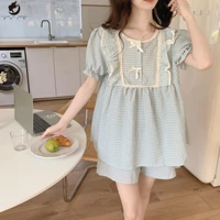 flame of dream short sleeve pajama suit summer fashion sweet and lovely lace girl lattice home clothes 221600