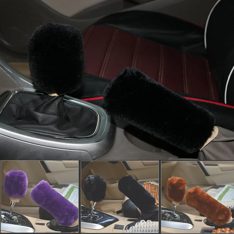 

Car Supplies Warm Plush Handbrake Gear Two-Piece Set 16cm Shift Knob Cover Car Handbrake Sleeve