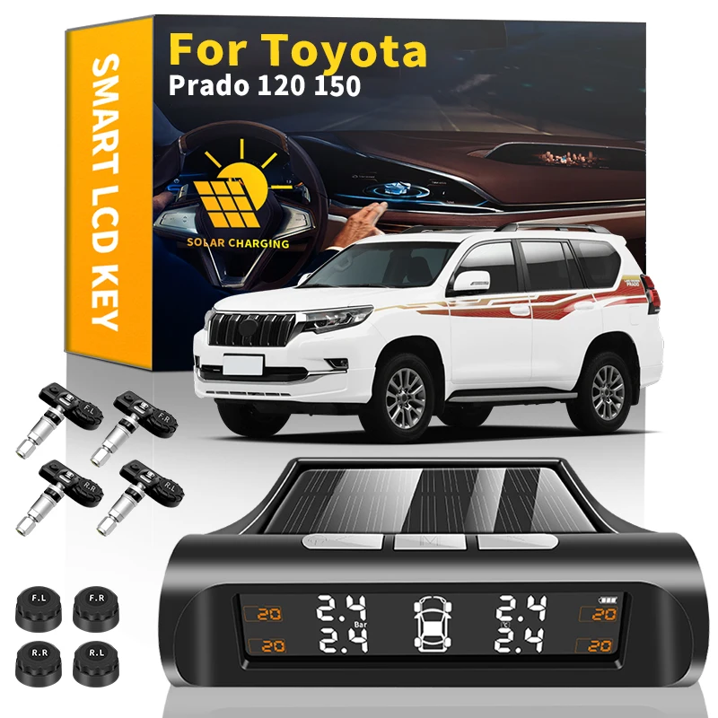 

Car TPMS Tyre Pressure Monitoring System Solar Power Digital LCD Display Auto Security Alarm Systems For Toyota Prado 120 150