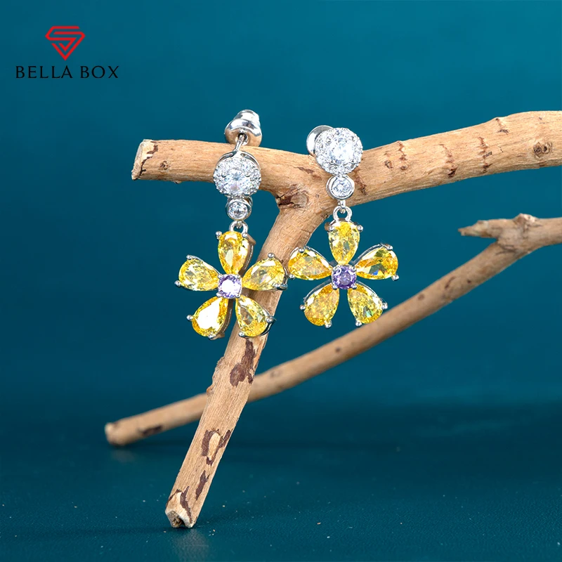 

Bella Box Fashion Fresh Style Women's Stud Earring Flower Shape Crystal Zircon Chic Female Earring Trendy Jewelry Wholesale