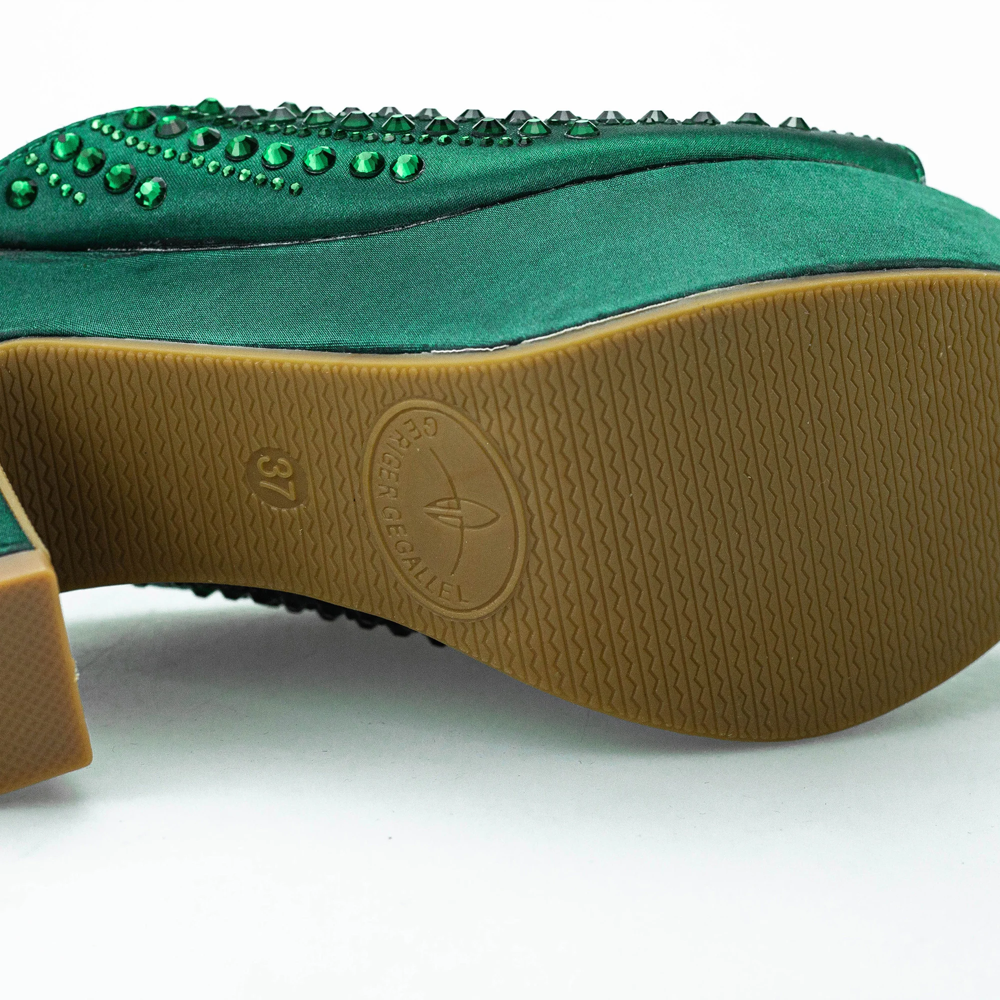 Green Summer High Heel Plus Size 42 Bling Bling Party Shoes for Women Rhinestone Luxury Wedding Mules Sandals for Woman Pumps