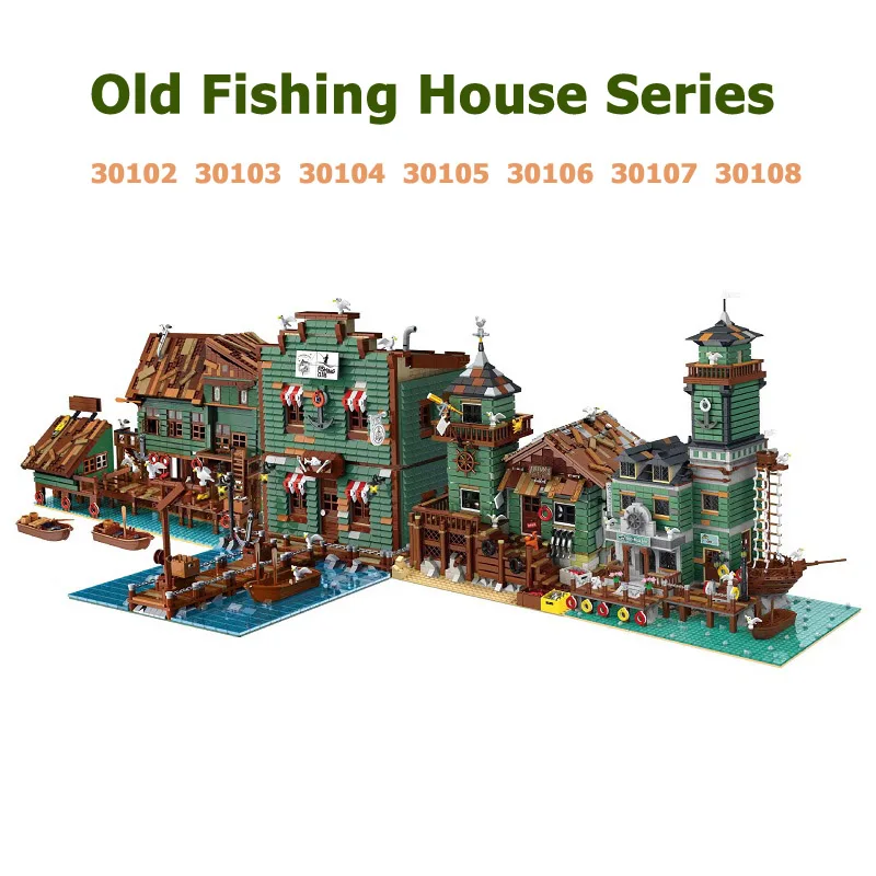 

Старый рыболовный домик, причал, лодка, гавань, таверна, ресторан, модель, строительные блоки, модульная коллекция, кирпичи, набор, подарки, детские игрушки 30102