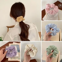 pleated elastic hair tie solid scrunchies for women girls simple elegant ponytail holder candy color rubber hair bands headwear