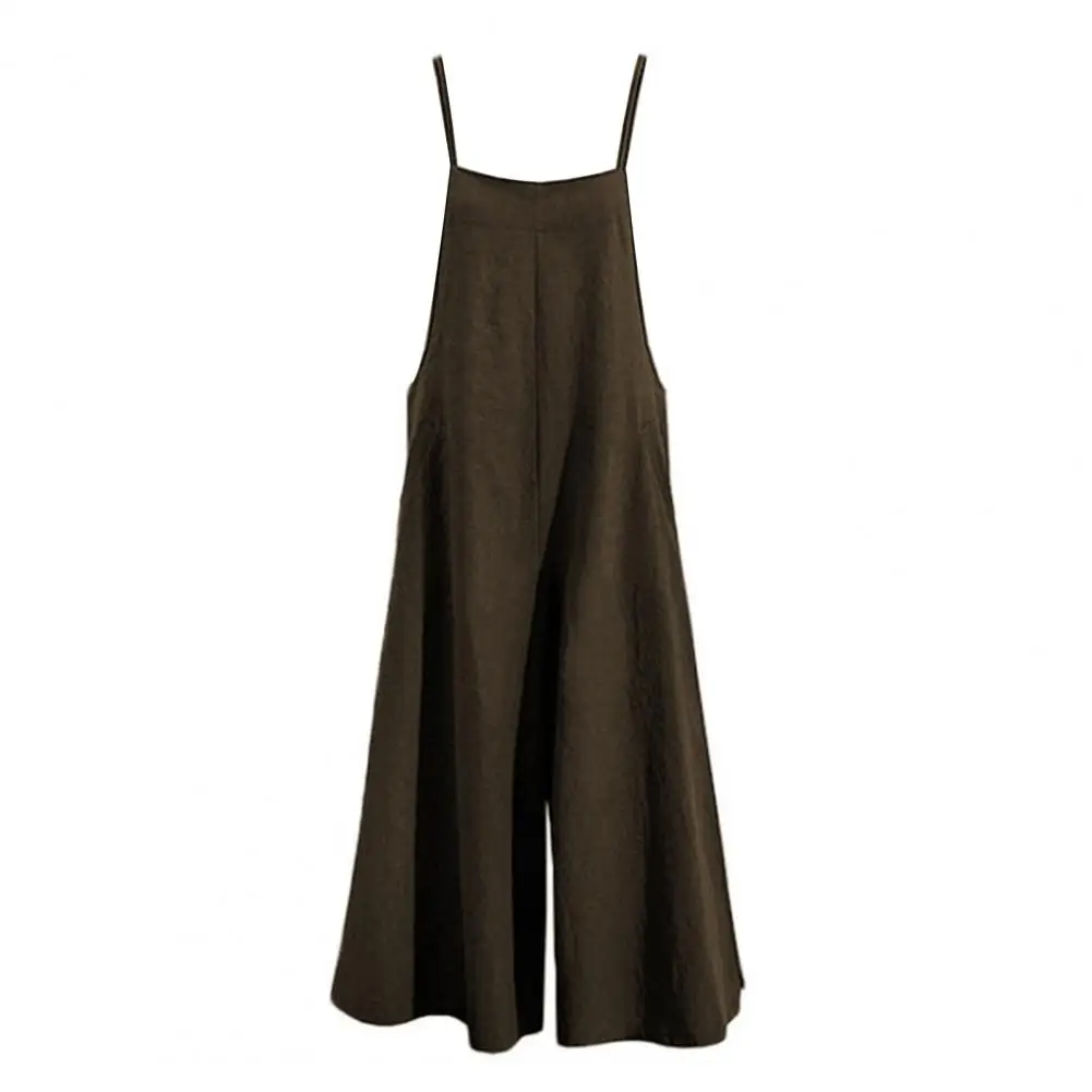 

Casual Jumpsuit Loose Pants Women Jumpsuit Shoulder Strap Side Pockets Romper