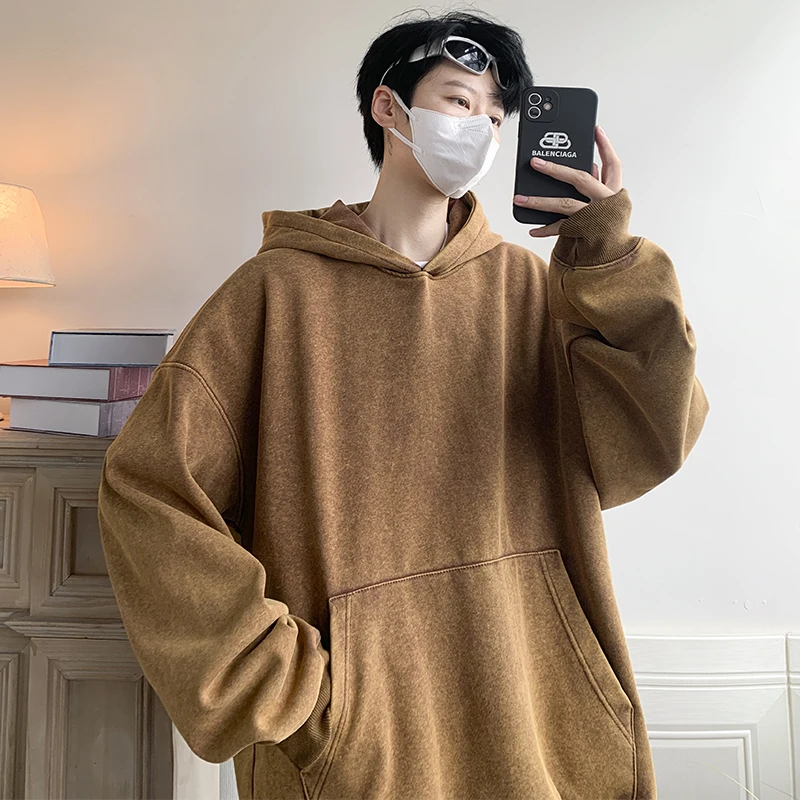 

Acid Washed Oversized Hoodies Men Casual Loose Hooded Pullovers Quality Cotton Batik Wash Man Sweatshirts 5XL Clothing