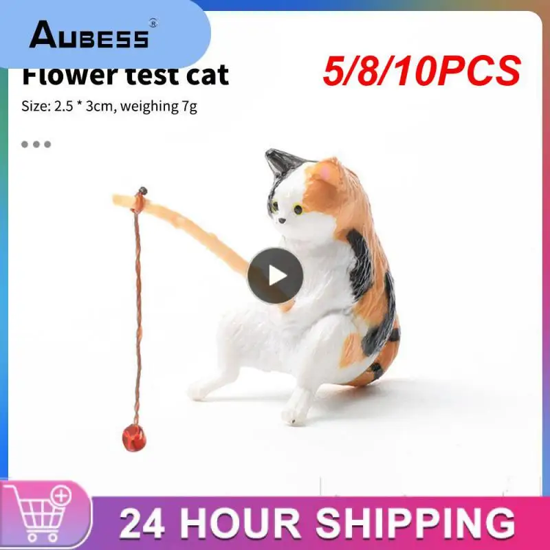 

5/8/10PCS Diy Kitten Fishing Decoration Good Weather Landscape Decoration Creative Aquarium Accessories Fish Tank Decoration