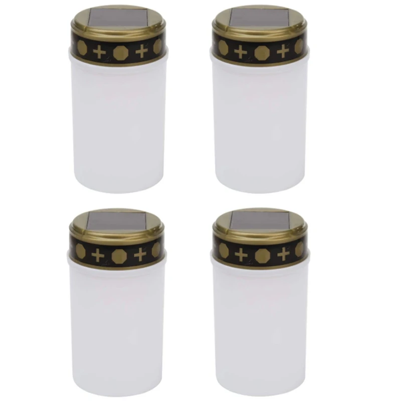 

White Grave Candle For Cemetery Grave Solar Lights With Lighting LED Grave Light 4Pcs