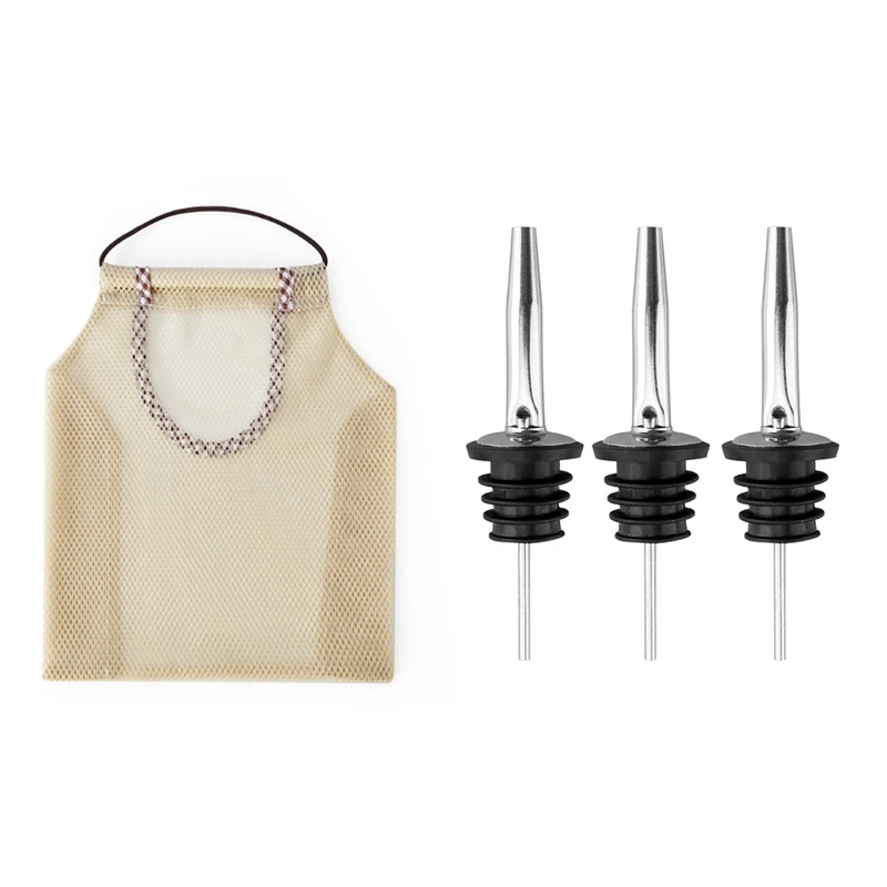 

1 Pcs Home Multi-Purpose Creative Fruit Wall Hanging Bag & 3 Pcs Pour Wine Spout Oil Bottle Stopper