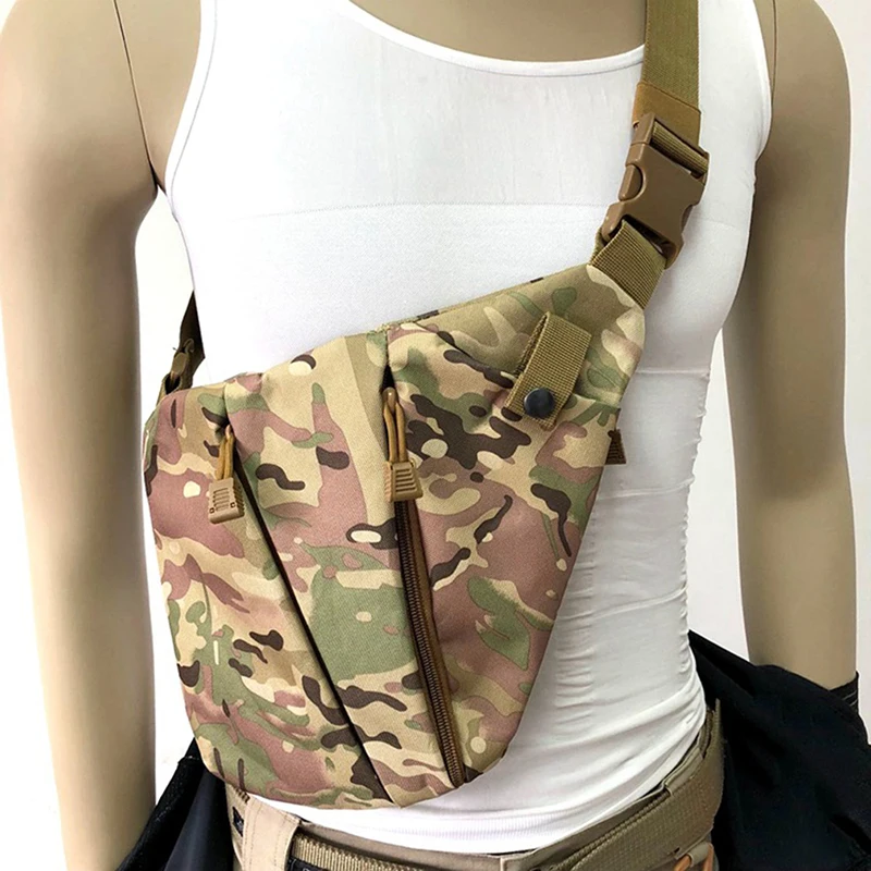 

Outdoor Multi-pockets Walkie-talkie Call Machine Triangular Tactical Chest Bag Vest Camping Accessories Chest Zipper Bag