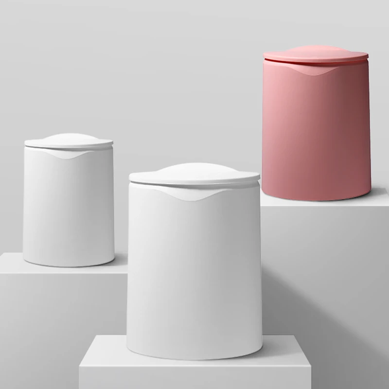 

Luxury Simple Trash Can Living Room with Cover Bedroom Home Bathroom Waste Bins Kitchen Large Capacity Paper Basket Press Type