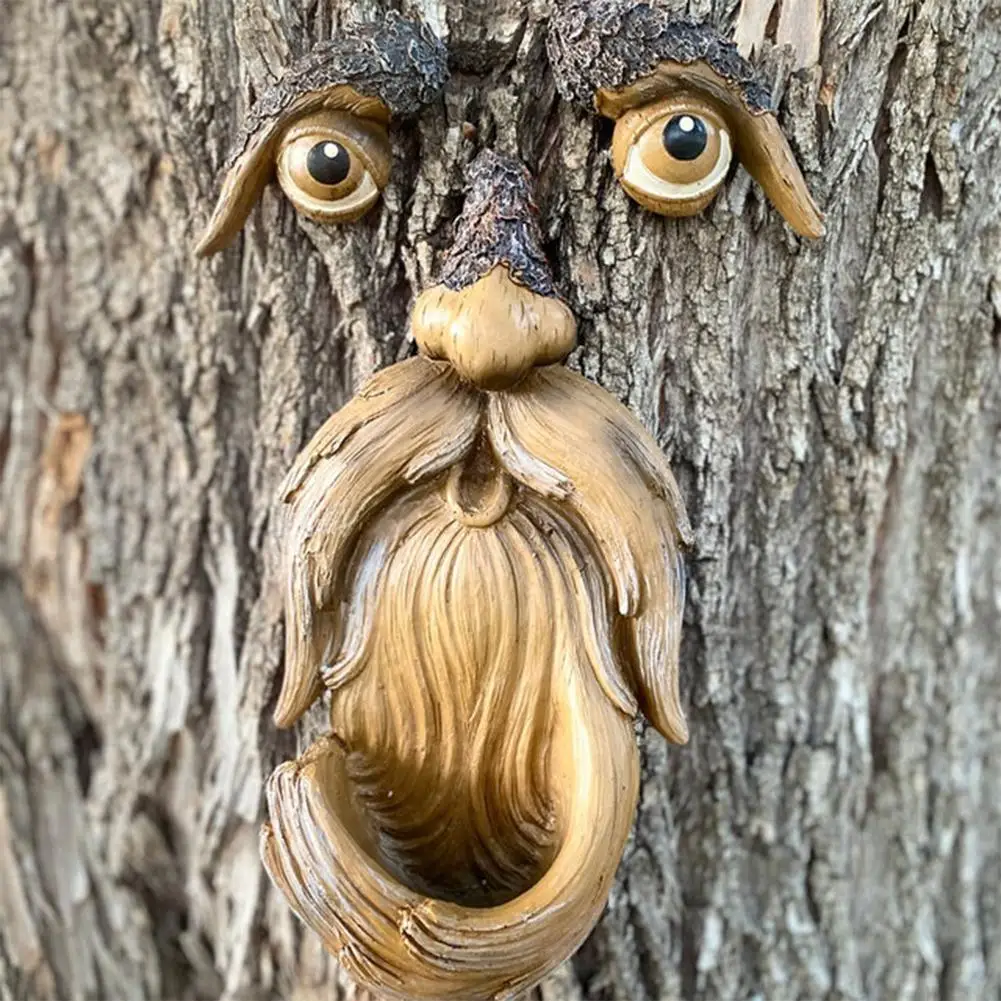 

Resin Face Tree Bark Ghost Face Facial Features Decoration Easter Tree Faces Bird Feeder Outdoor Garden Decor Jardineria De