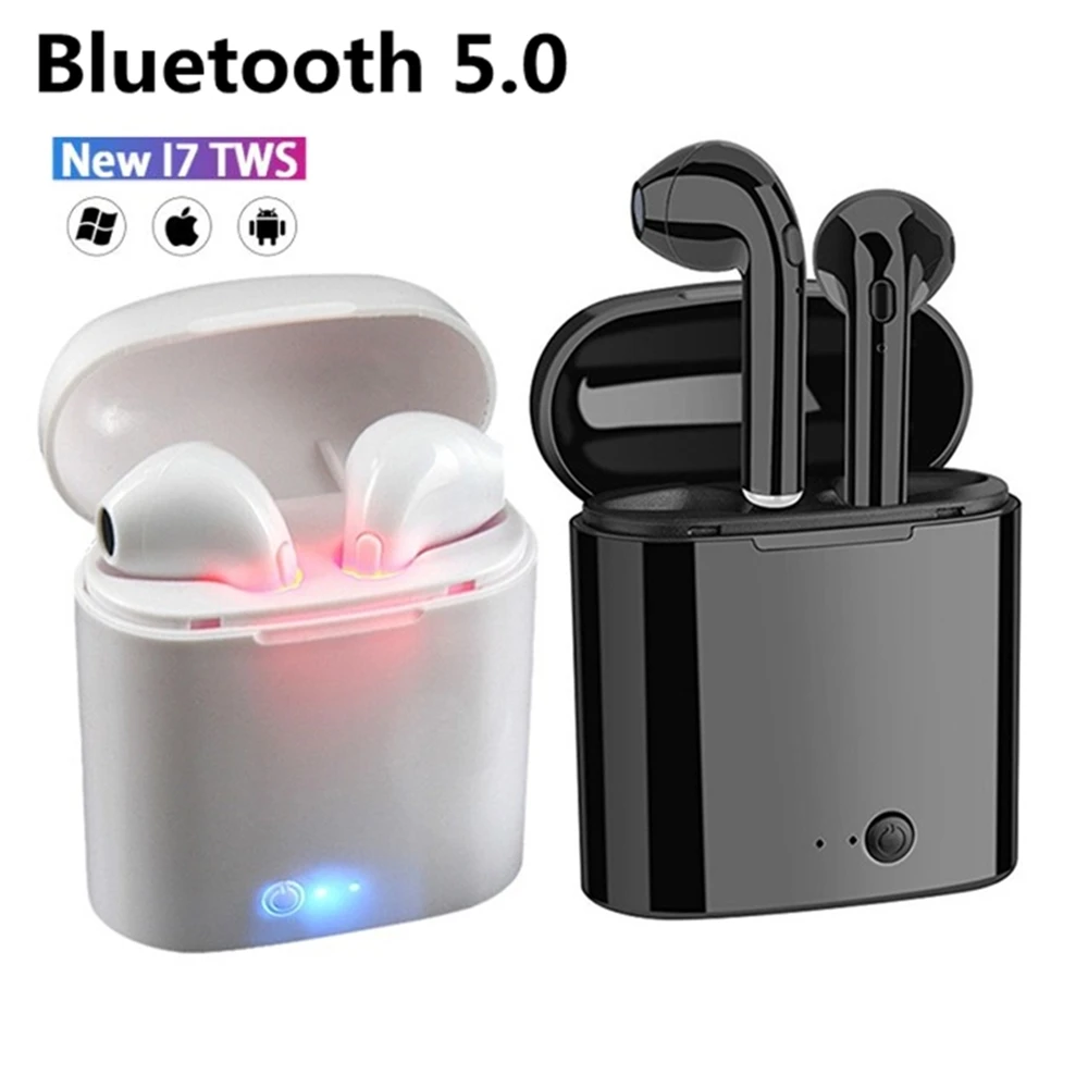 

Беспроводные наушники i7s TWS Bluetooth 5,0, спортивные наушники, наушники-вкладыши, гарнитура с микрофоном и зарядным боксом для всех смартфонов, на...