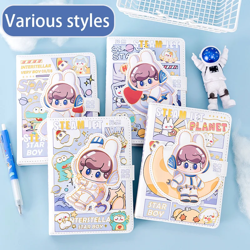 

Kawaii Astronaut Series Notebook 2022 New Diary PU Leather Surface Magnetic Buckle Exquisite Color Page Handbook Cute Cartoon