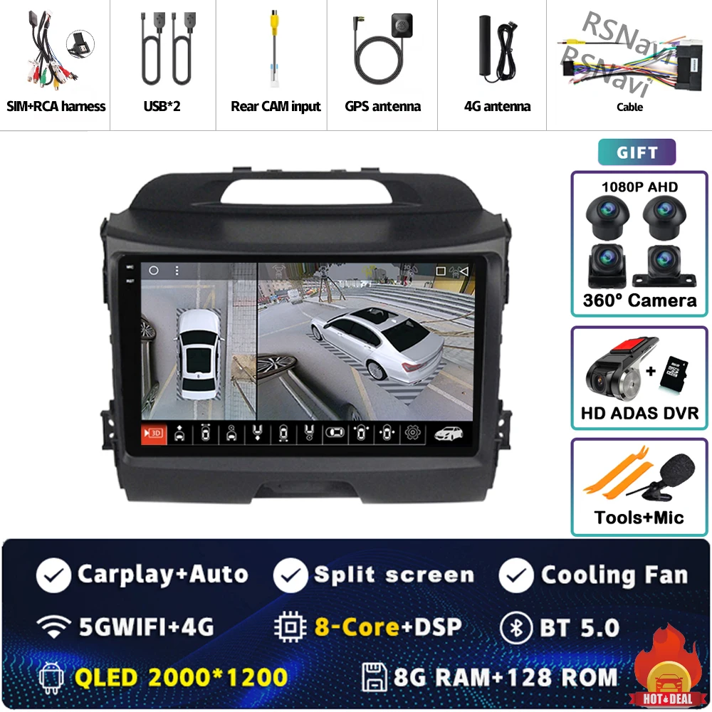 

Android 15 для Kia Sportage 3 SL 2010-2016 2K QLED Android Автомобильный радиоприемник Мультимедийный видеоплеер GPS Стерео CarPlay 4G Головное устройство