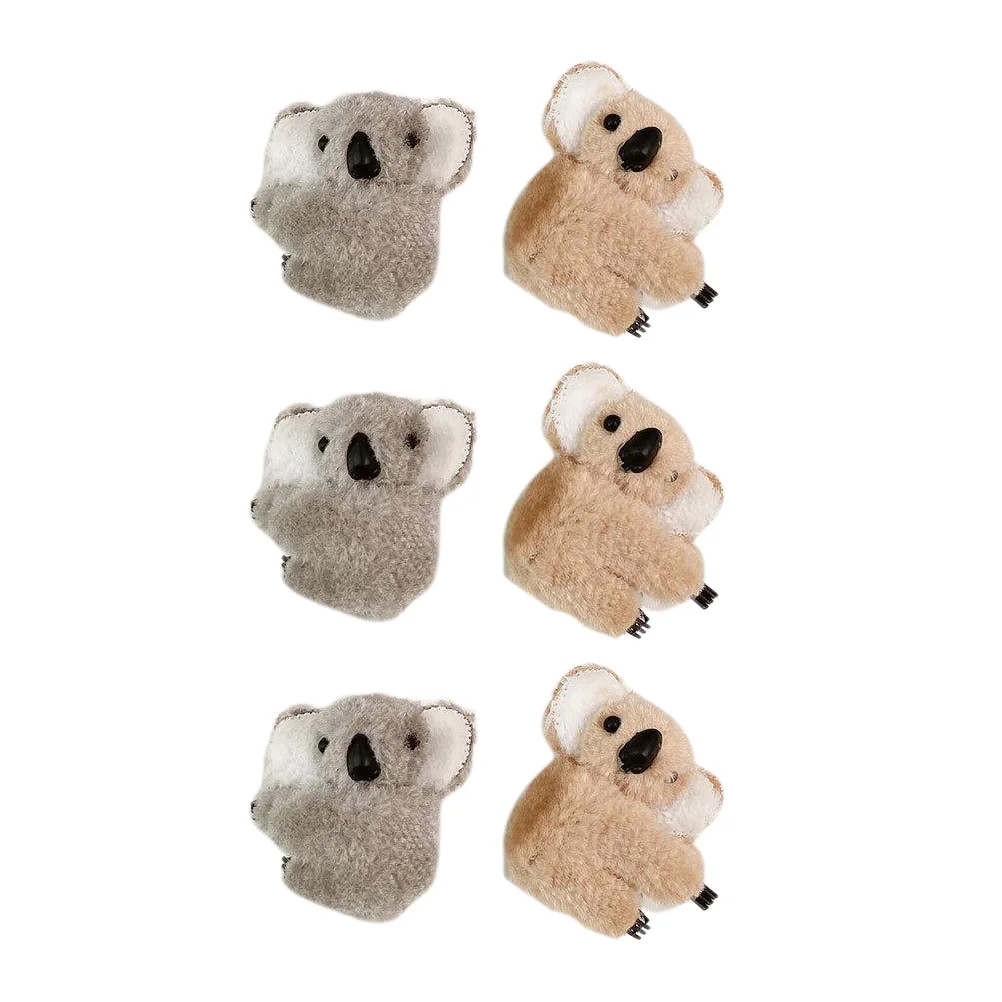

6 шт. боковой зажим Koala мягкие заколки для волос с животными для девочек Мультяшные заколки зажим милые заколки для волос плюшевые маленькие декоративные детские