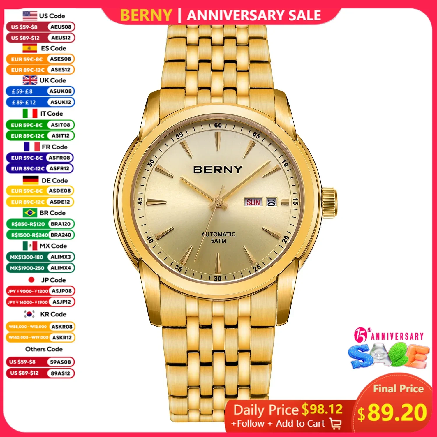 Механические наручные часы BERNY AM011VM