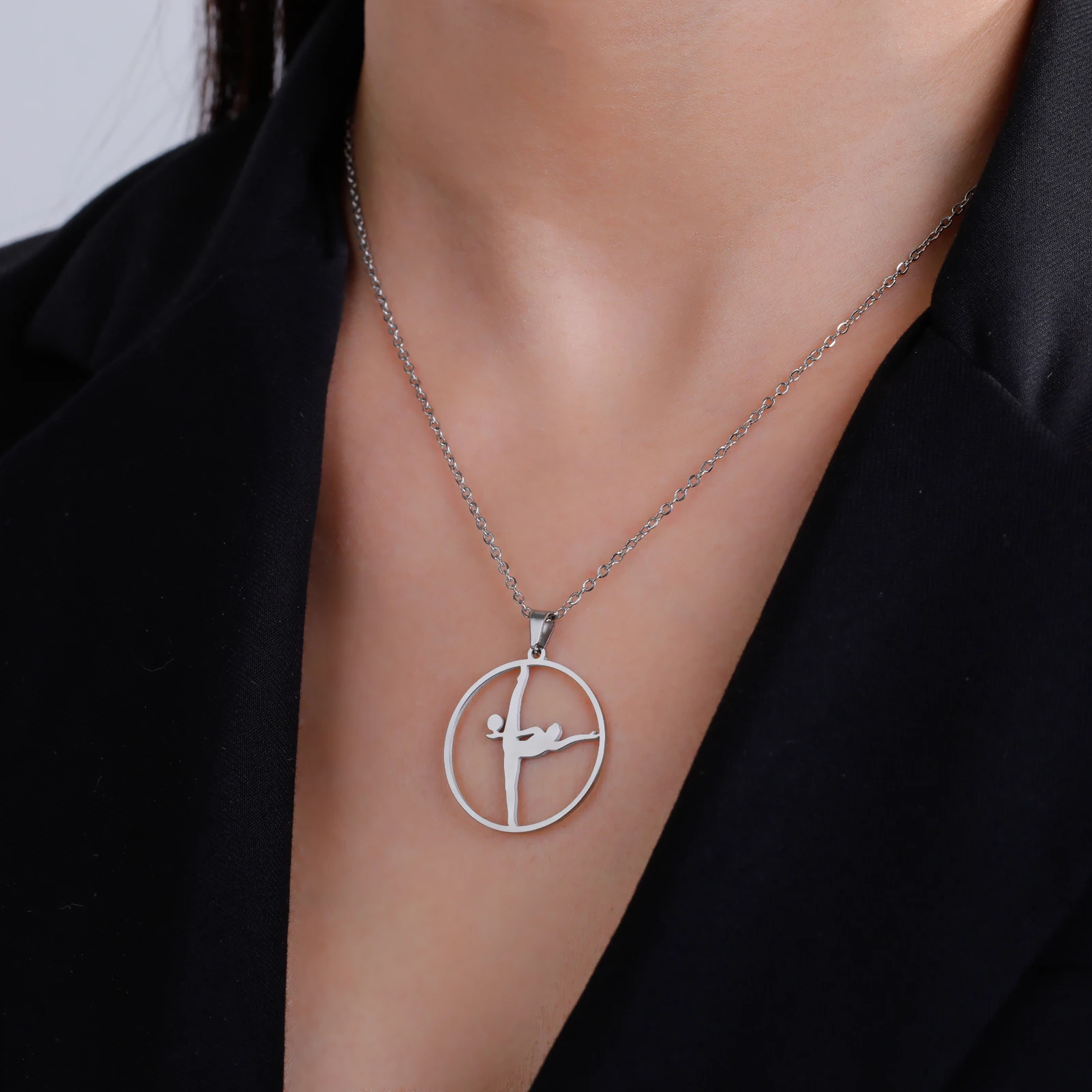 Unift Художественная гимнастика балерина Женская цепочка на шею из нержавеющей