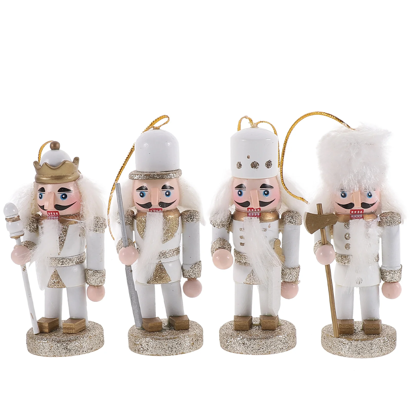 

4 Pcs Gift Indoor Ornament Christmas Decorations Wood Nutcracker Figurine Party Festival Nutcrackers Small Walnut Outdoor
