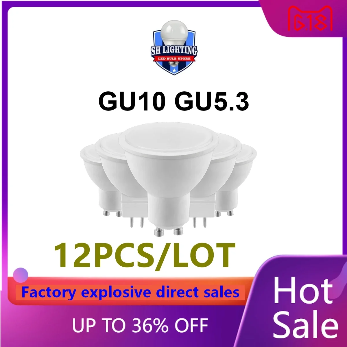 12 шт. Amplia presión 100-240 В светодиодный прожектор GU10 MR16 3 Вт-8 Вт бытовой светильник