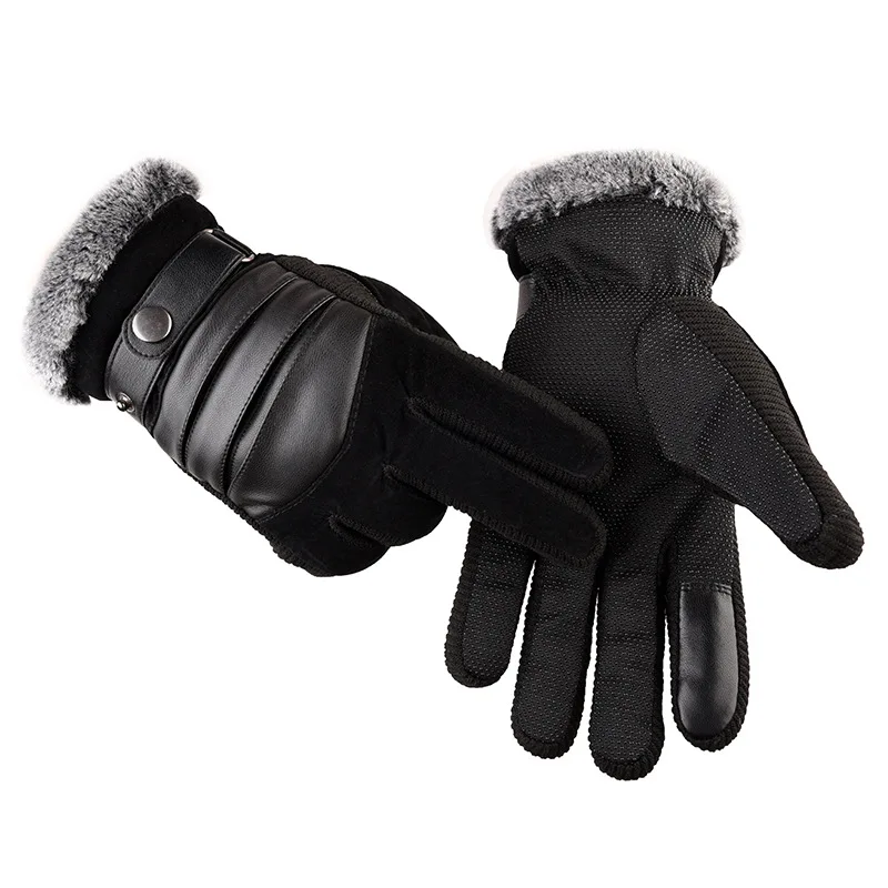 Touch Screen Winter Warm Men's Gloves Leather Casual For Men Outdoor Sport Full Finger Cycling Riding Motorcycle Glove