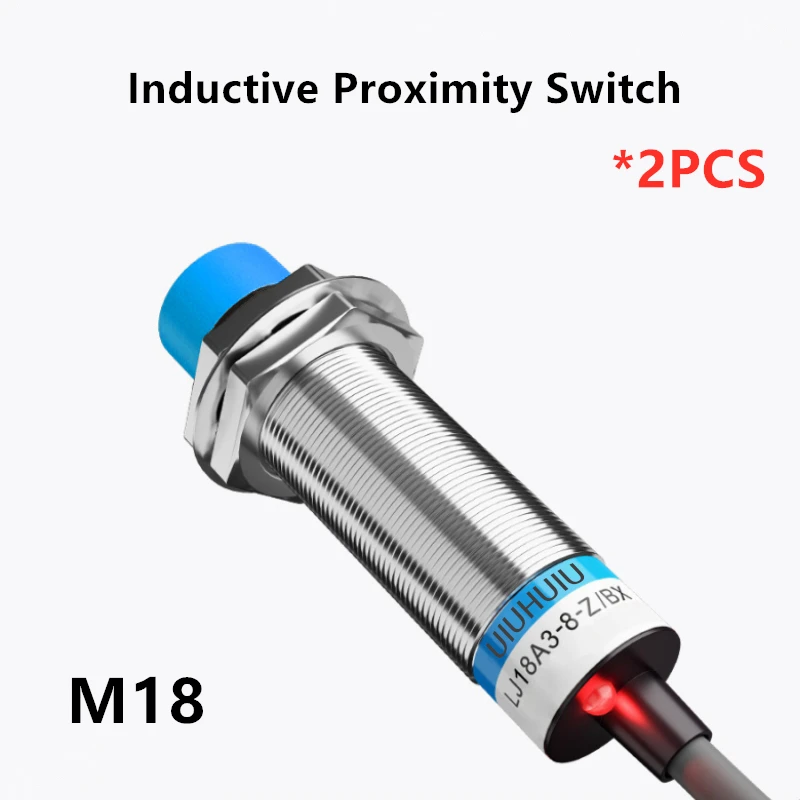 

2Pcs M18 Proximity Switch Three-wire 24V Metal Induction NPN/PNP Normally Open LJ18A3 Two-wire 220V Inductive Sensor Detection