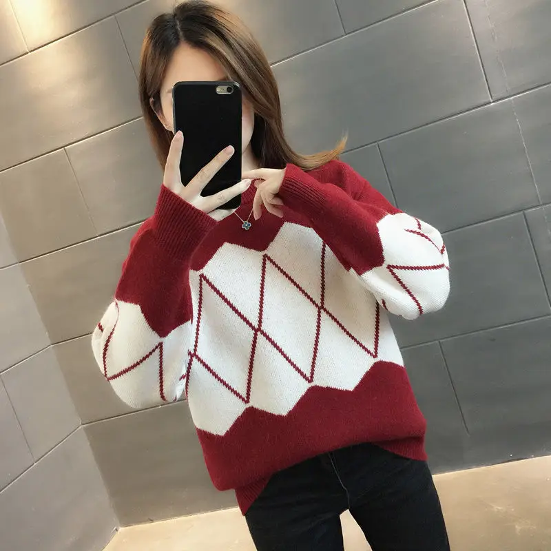 

New Women's Sweater 2022 Autumn Winter FashiojnKnitted Pullovers O-neck Loose Shirt Soft Knitwear Jumpers Sweaters C138