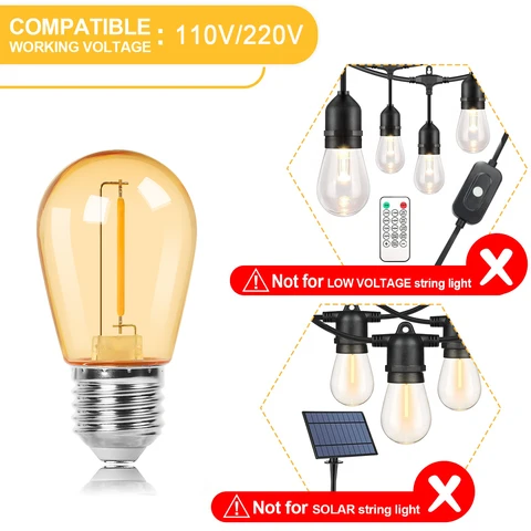 Genixgreen LED лампа E27 S14 янтарная 1Вт
