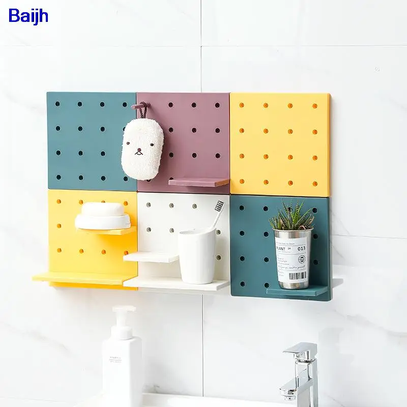 

Living Room Hanging Hole Board Racks Shelf Plastic Hanging Photo Frame Small Pot Vase Storage Organizer Closet Shelf Home Decor