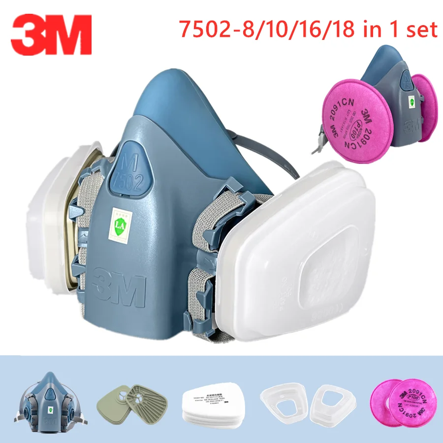 

3M 7502 Dust Mask Units Half Face Respirator Spraying Industry Safety Matched 2091 5n11 603 Filters Chemical Particle Protection