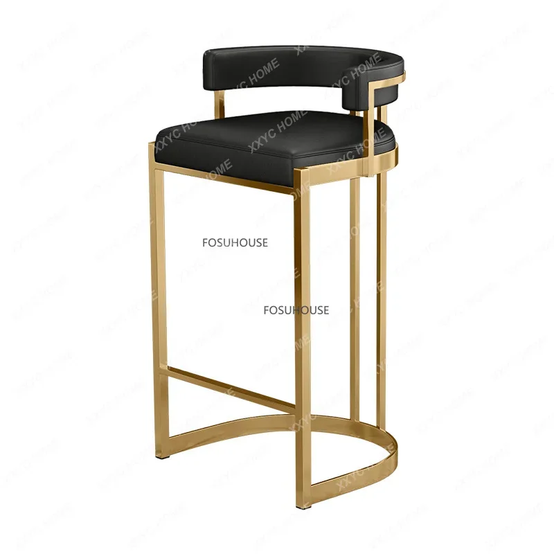 

Nordic Artificial Leather High Chair For Restaurant Furniture Bar Chair Backrest Creative Leisure Personality Kitchen Bar Stools