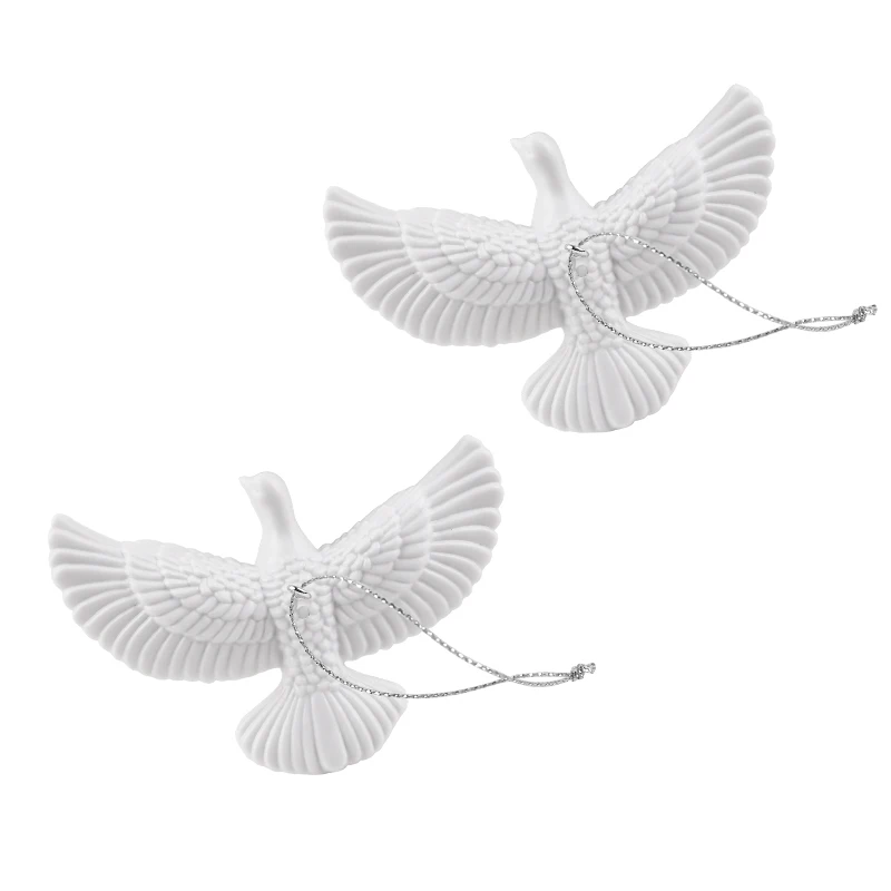 2pcs Peace Dove Christmas Tree Hanging Ornaments Resin White Bird Pendants 2026 New Year Party Home DIY Decoration Kids Gifts