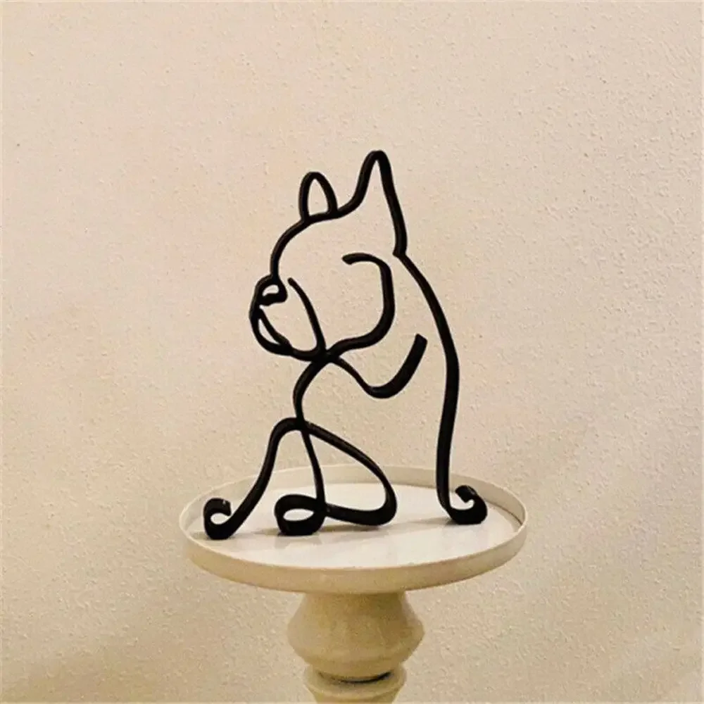

Simple Metal Dog Decoration Creative Home Decoration Dog Cat Iron Decorative Animal Sculpture Art Figurines Crafts Pastoral Dog