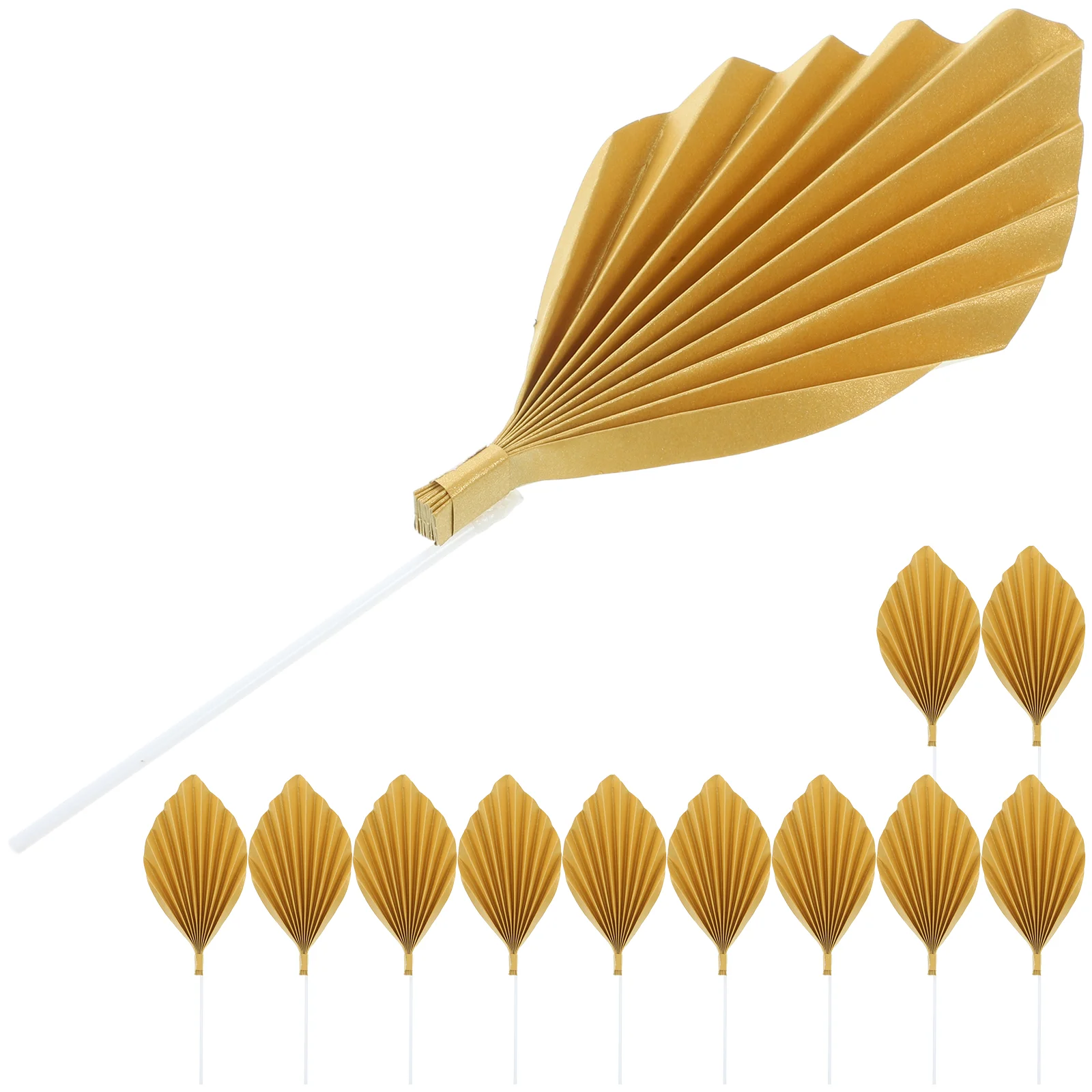 

12 Pcs Decor Leaves Cake Decorations Flag Decorating Fan Paper Palm Leaf Banquet
