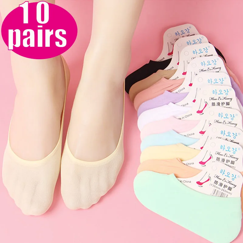 10 Pairs Women Sock Invisible Socks Breathable No Show Boat Sock Candy Color Ultra-thin Breathable Low Cut Ankle Sox Calcetines