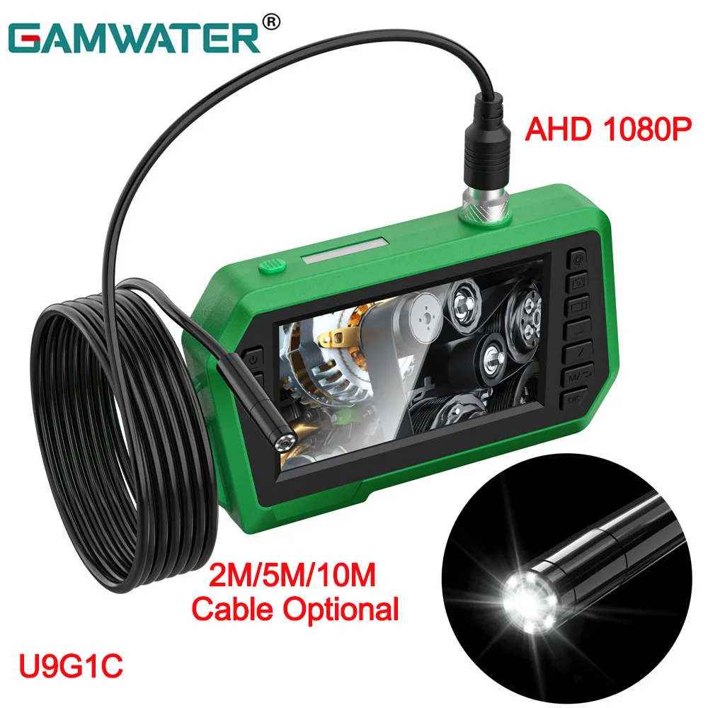 GAMWATER HD 1080P DVR Industrial Endoscope Camera IP68 Waterproof 4.3'' IPS Screen Audio Record Pipe Sewer Inspection Borescope