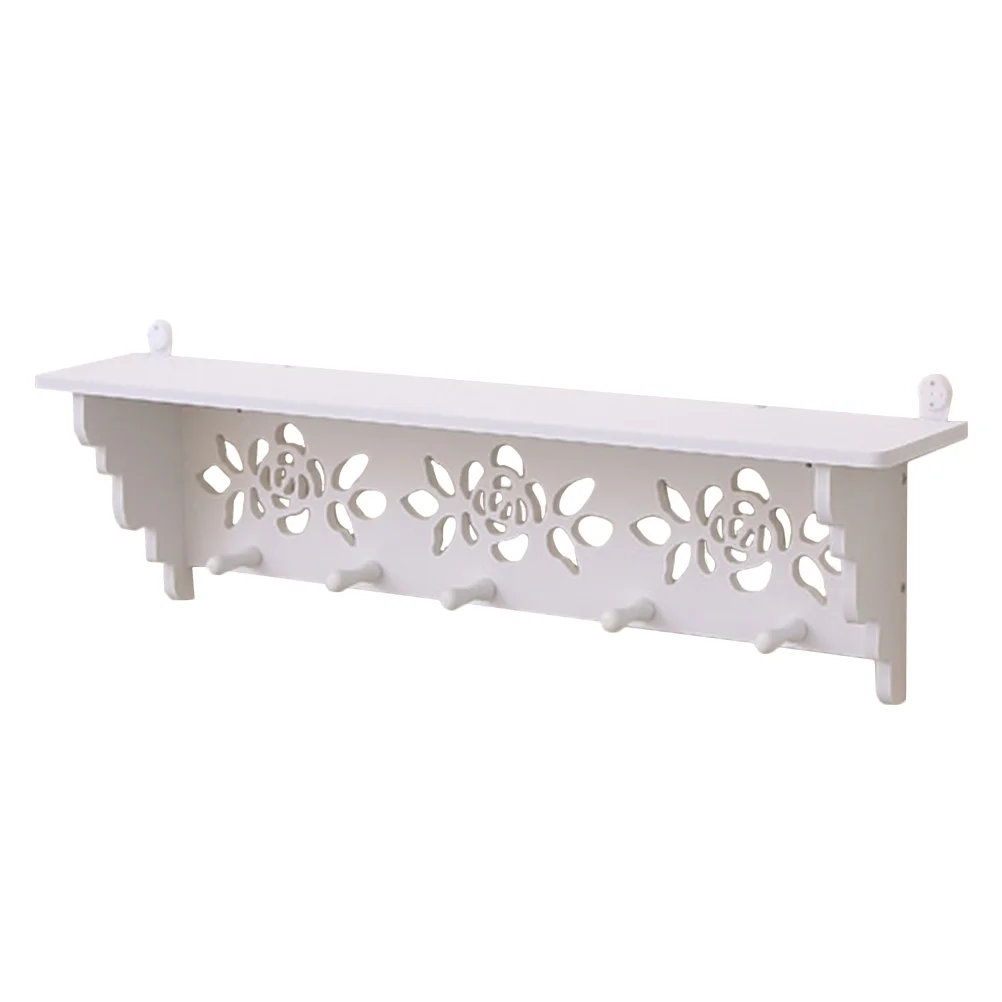 

Farmhouse Wall Shelf Storage Shelf Useful Wall Mounted Rack with Coat Hooks