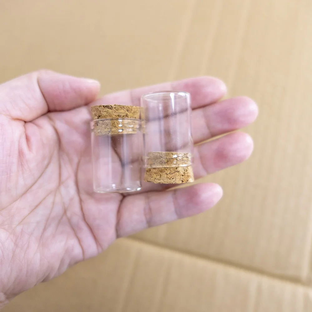 Customized Wedding Holiday Present Jars Jewelry Ornaments Corks Bottles Empty Glass Container Craft Vials 100Pcs