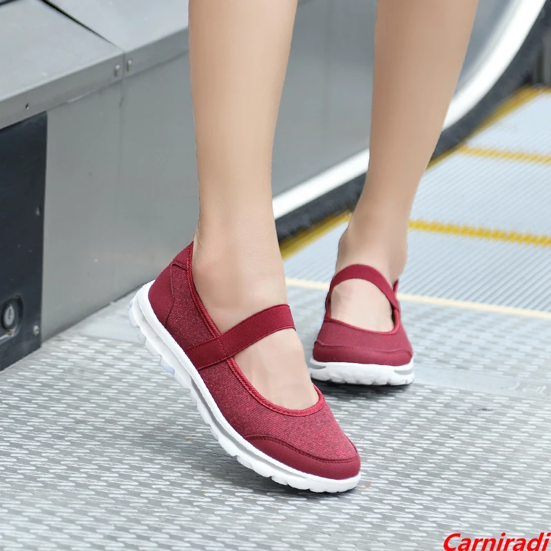 

Lightweight Super Soft Elastic Band Casual Shoes Women Outdoor Flats Sport Mother Sneakers Ladies Non-slip Fitness Jogging Shoes