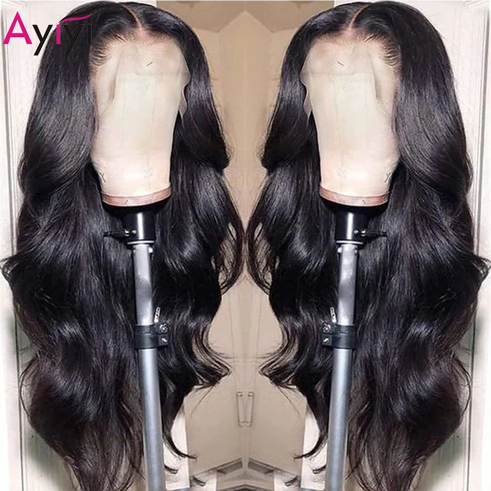 

Парики из натуральных волос на сетке спереди 13x4, парики из 100% человеческих волос с прозрачной сеткой, волнистые парики для женщин Ayiyi Remy