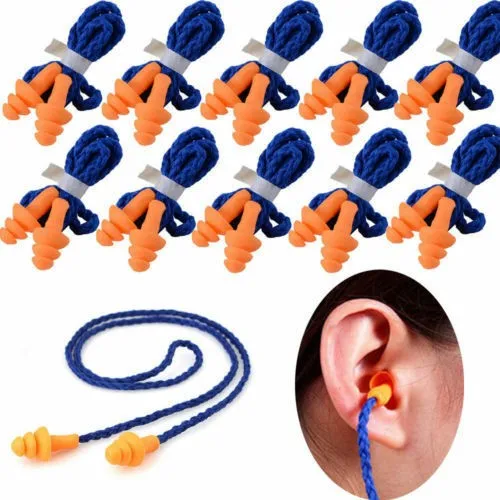 

10 Pairs Silicone Corded Ear Plugs Kit Reusable Hearing Protection Earplugs 29DB Long-term Daily Use Earplugs