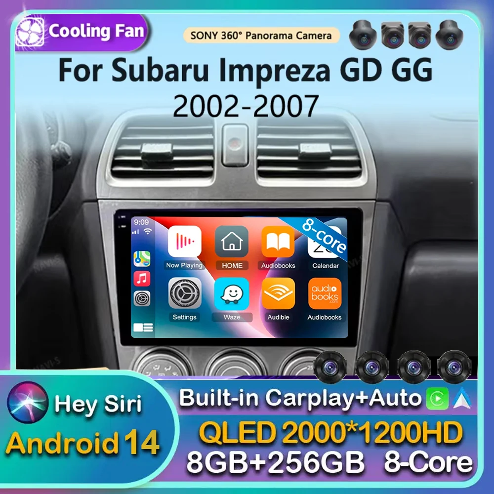 Android 14 Carplay Auto для Subaru Impreza GD GG 2002 2003 2004 2005 2006 2007 Автомобильный радиоприемник