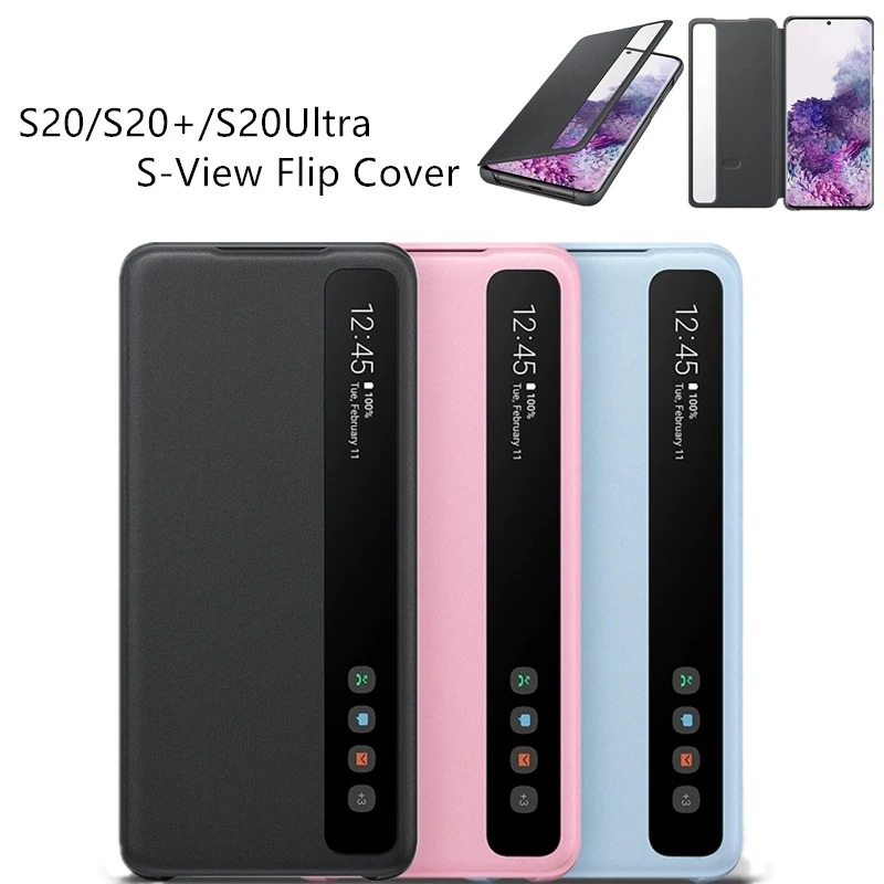 

Original Samsung Mirror Smart View Flip Case For Samsung Galaxy S20/S20+/S20 Plus/Ultra 5G Phone LED Cover S-View Cases EF-ZG980