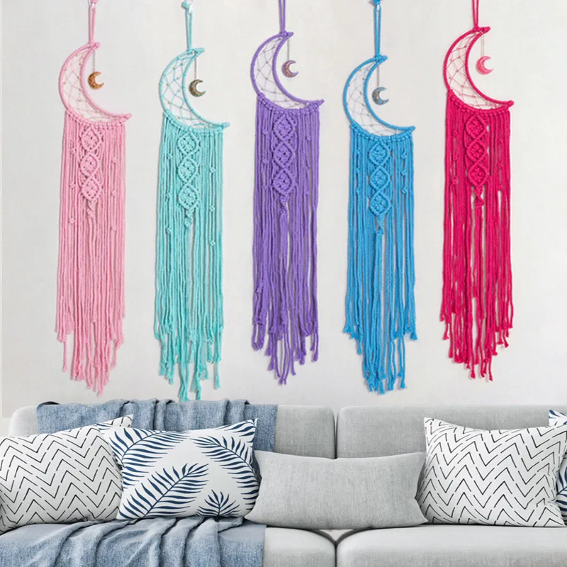 Купи Pink Tapestry Moon Star Wall Hanging House Decor Macrame Dream Catcher Nordic Decoration for Interior Home Girl Room Ornaments за 766 рублей в магазине AliExpress